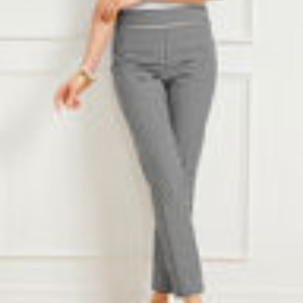 Talbots Chatham Ankle Pant 10 Gingham Navy Blue White Stretch Classic Spring
